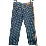 ルイ・ヴィトン LOUIS VUITTON サイドレザーラインモノグラムデニムパンツ HSD10W ブルー デニム メンズ デニムパンツ