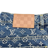 ルイ・ヴィトン LOUIS VUITTON サイドレザーラインモノグラムデニムパンツ HSD10W ブルー デニム メンズ デニムパンツ