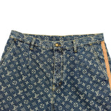 ルイ・ヴィトン LOUIS VUITTON サイドレザーラインモノグラムデニムパンツ HSD10W ブルー デニム メンズ デニムパンツ