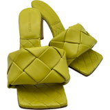 ボッテガ・ヴェネタ BOTTEGA VENETA リド イントレチャートミュールサンダル イエロー レザー レディース サンダル