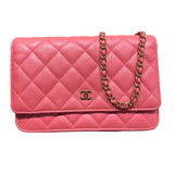 シャネル CHANEL マトラッセチェーンウォレット A33814 ピンク/GD金具 キャビアスキン レディース ショルダーバッグ