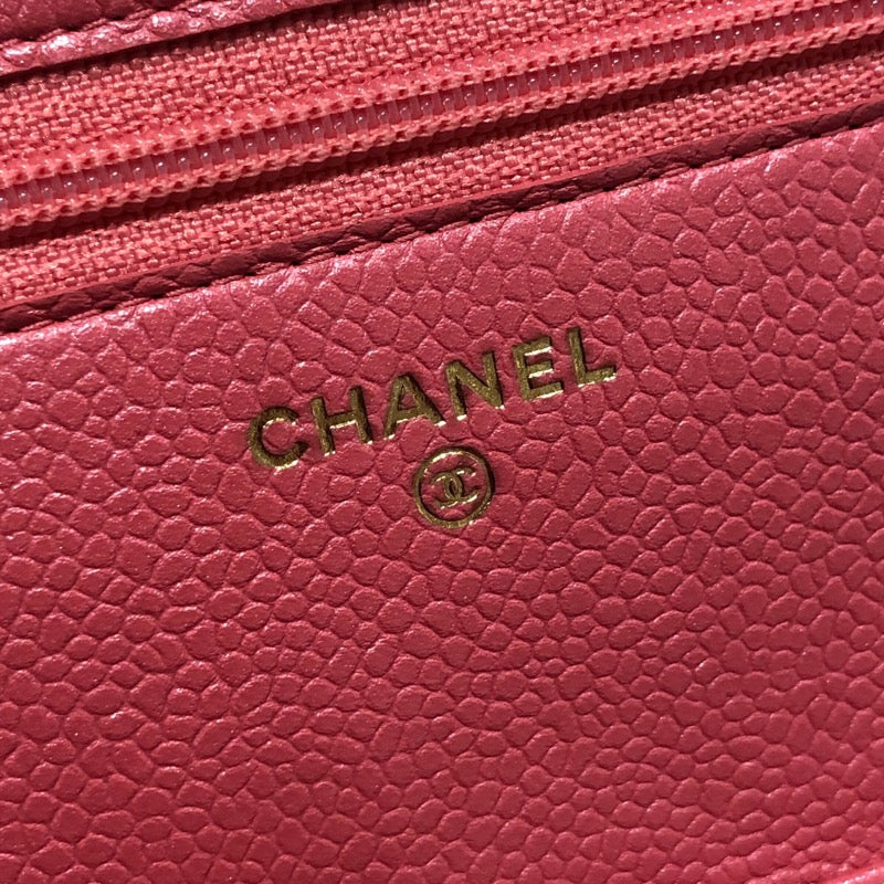 シャネル CHANEL マトラッセチェーンウォレット A33814 ピンク/GD金具 キャビアスキン レディース ショルダーバッグ