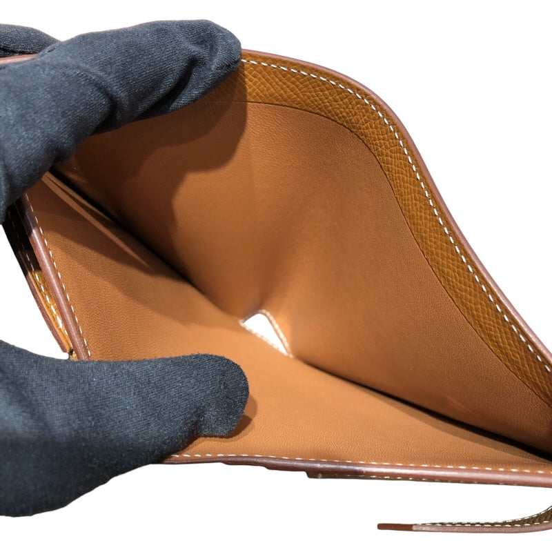 エルメス HERMES ベアンコンパクト B刻 ゴールド/GD金具 エプソン レディース 二つ折り財布