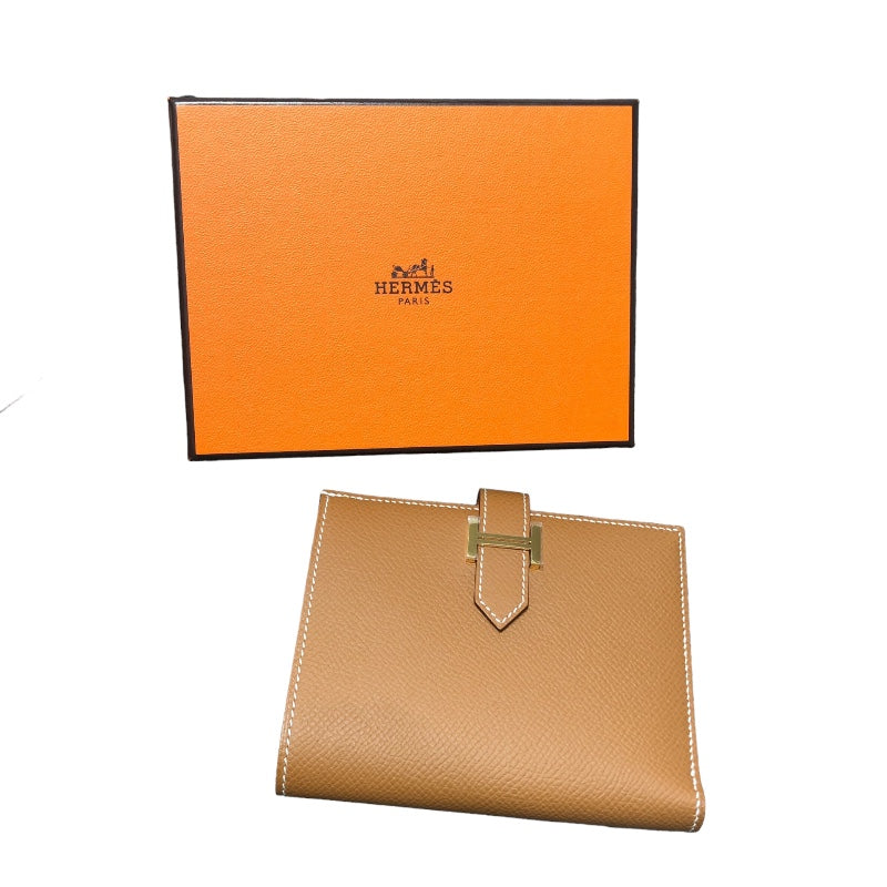 エルメス HERMES ベアンコンパクト B刻 ゴールド/GD金具 エプソン レディース 二つ折り財布