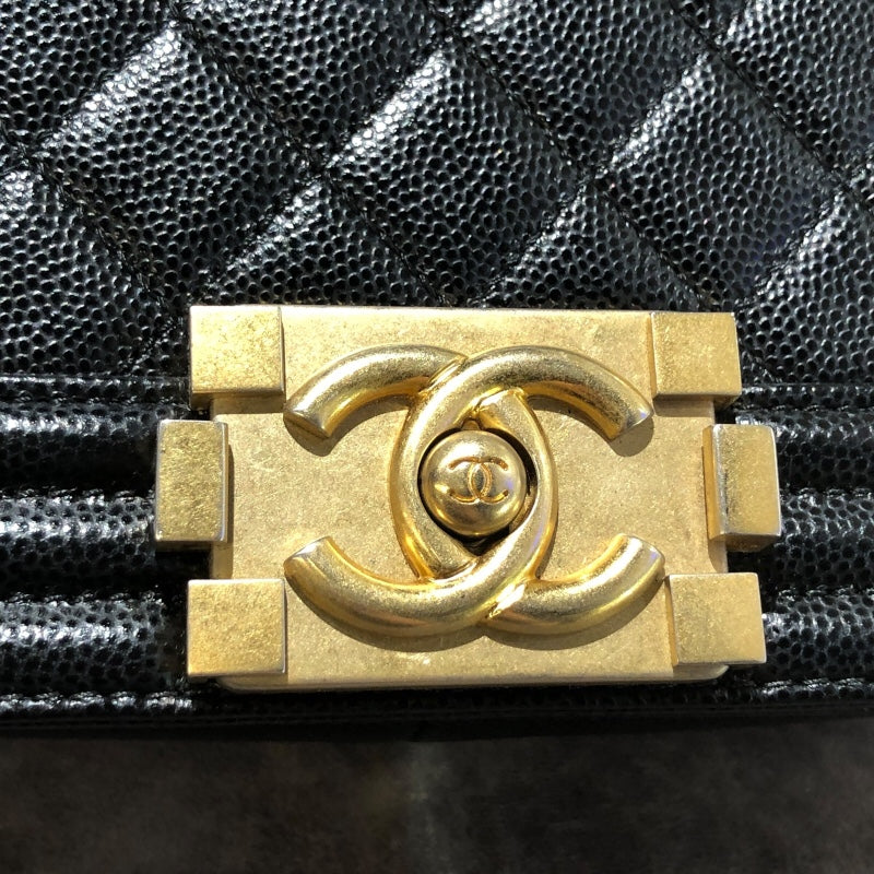 シャネル CHANEL ボーイシャネル25 A67086 ブラック　GD金具 キャビアスキン レディース ショルダーバッグ