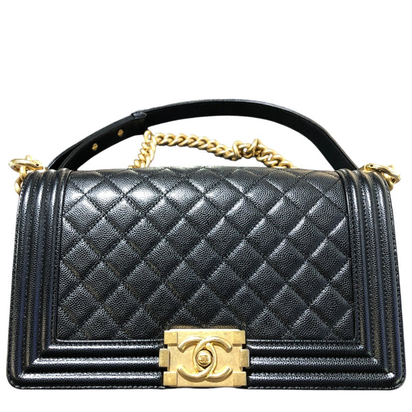 シャネル CHANEL ボーイシャネル25 A67086 ブラック　GD金具 キャビアスキン レディース ショルダーバッグ