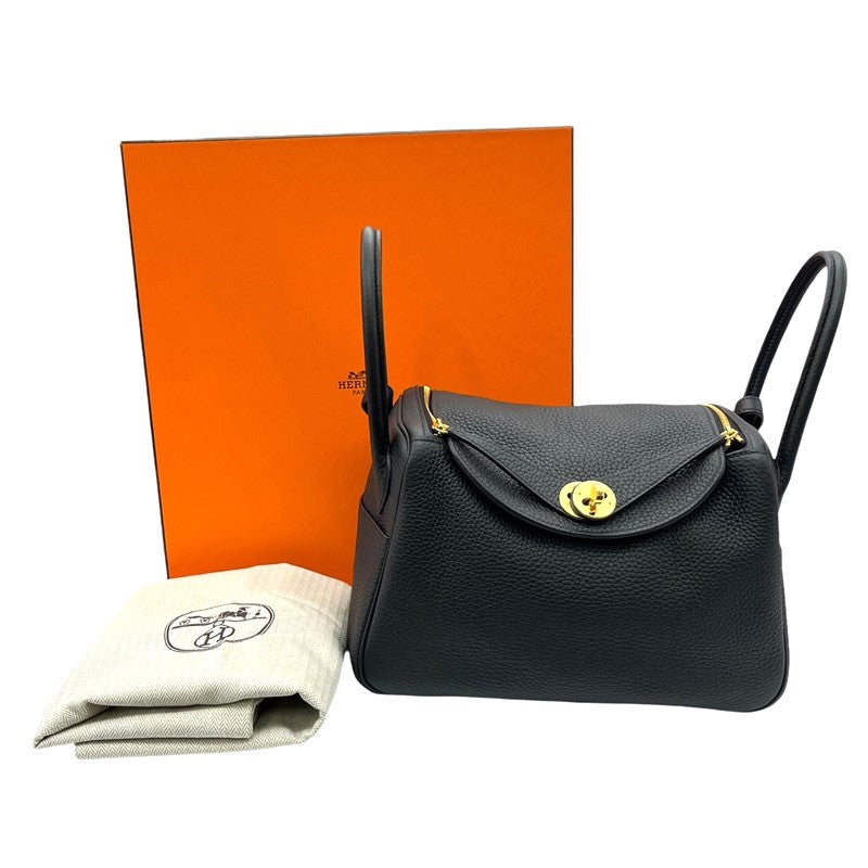 エルメス HERMES リンディ26 W刻印 ブラック ゴールド金具 トリヨン レディース ショルダーバッグ