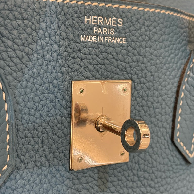 エルメス HERMES バーキン35 □O刻 ブルージーン　SV金具 トリヨン ユニセックス ハンドバッグ