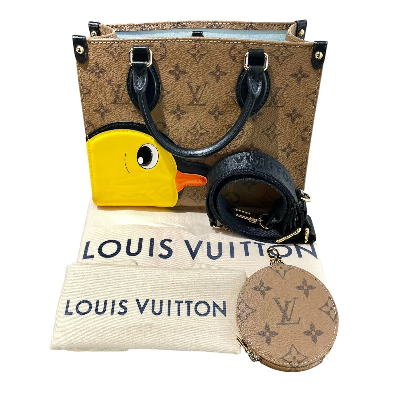 ルイ・ヴィトン LOUIS VUITTON オンザゴーPM M47199 マロン/ゴールド金具 コーティングキャンパス レディース ショルダーバッグ