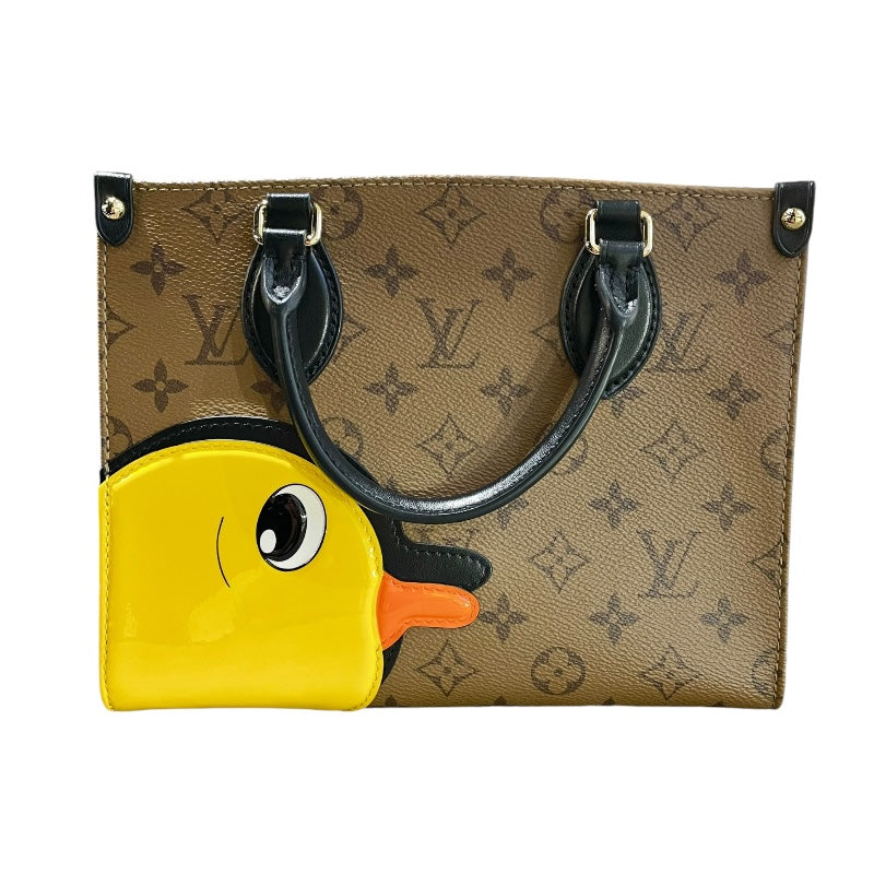 ルイ・ヴィトン LOUIS VUITTON オンザゴーPM M47199 マロン/ゴールド金具 コーティングキャンパス レディース ショルダーバッグ