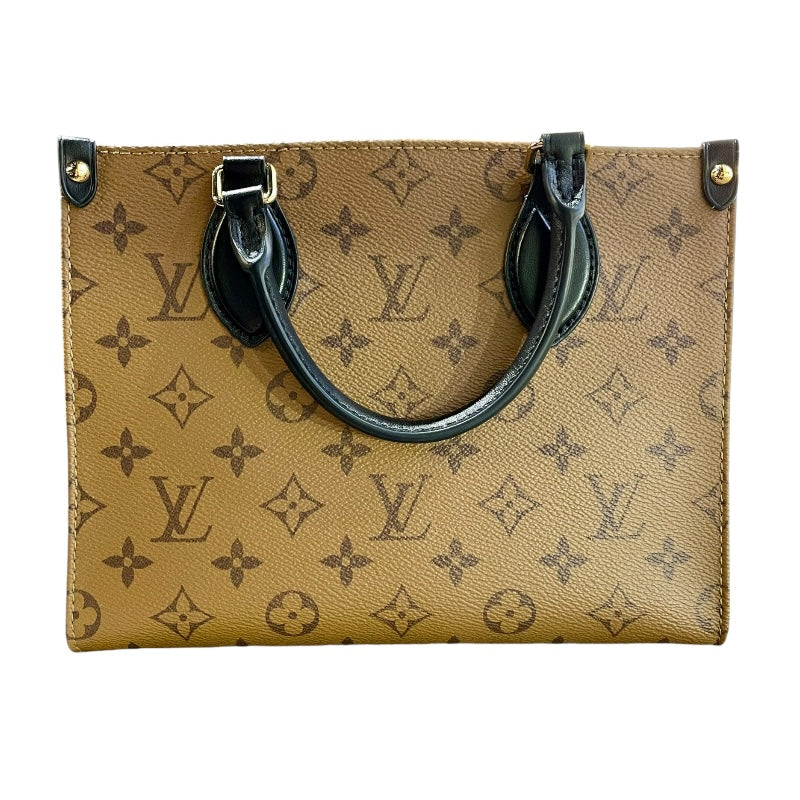 ルイ・ヴィトン LOUIS VUITTON オンザゴーPM M47199 マロン/ゴールド金具 コーティングキャンパス レディース ショルダーバッグ