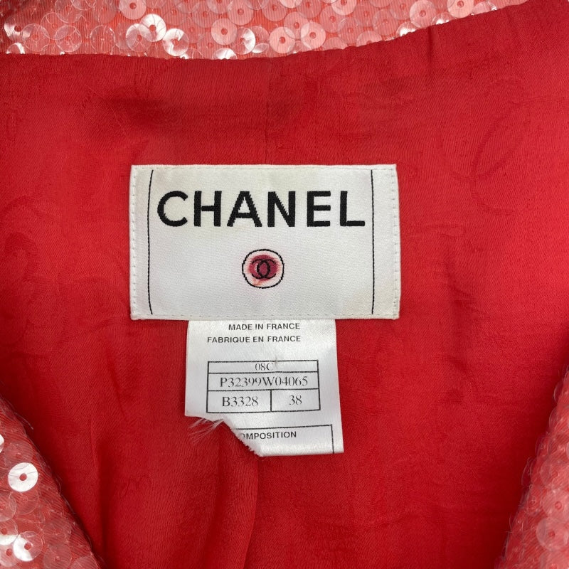 シャネル CHANEL スパンコールカラー ツイードジャケット P32399 オレンジ ツイード レディース その他アウター