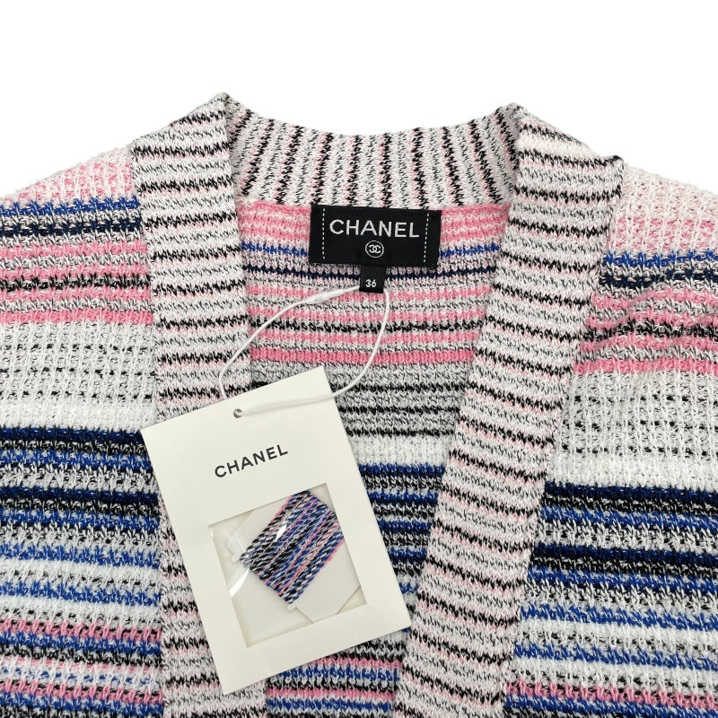 シャネル CHANEL ベルテッドニットカーディガン P77112 マルチカラー コットン レディース カーディガン