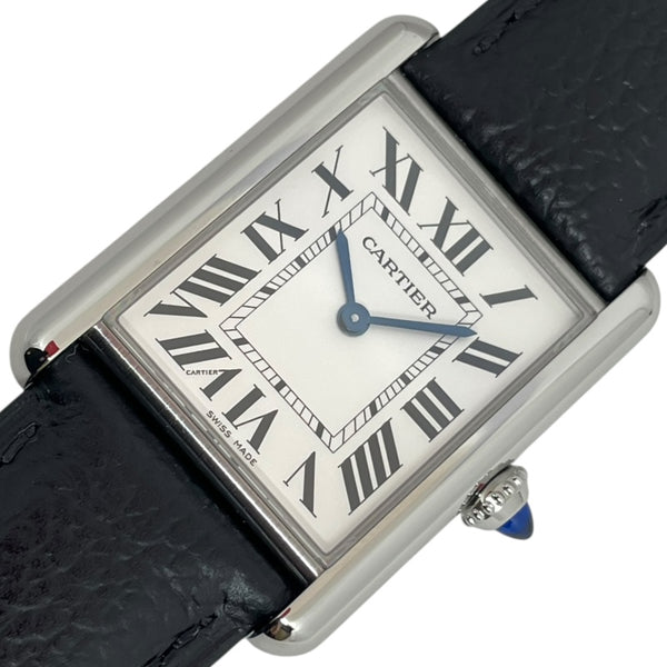 カルティエ Cartier タンクマストLM WSTA0041 ホワイト SS/革ベルト クオーツ メンズ 腕時計