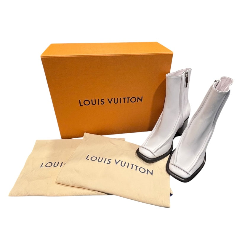 ルイ・ヴィトン LOUIS VUITTON ベルリンラインレザーアンクルブーツ 1ADBL1 ホワイト レザー レディース ブーツ