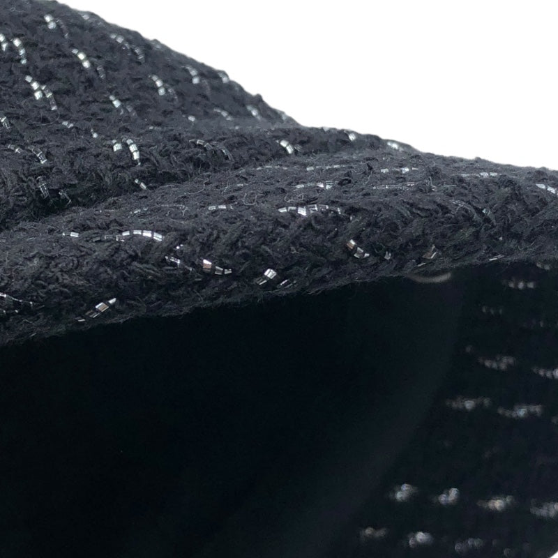 シャネル CHANEL ツイードキャスケット ブラック コットン コットン レディース その他ファッション雑貨