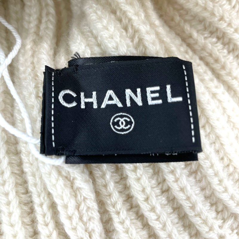 シャネル CHANEL スパンコール装飾ロゴニットキャップ アイボリー カシミヤ ユニセックス その他ファッション雑貨