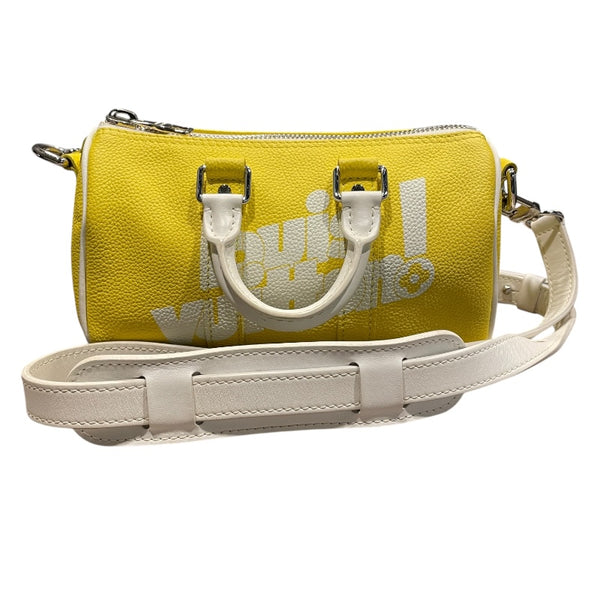 ルイ・ヴィトン LOUIS VUITTON キーポルXS M80842 イエロー　SV金具 レザー メンズ ショルダーバッグ
