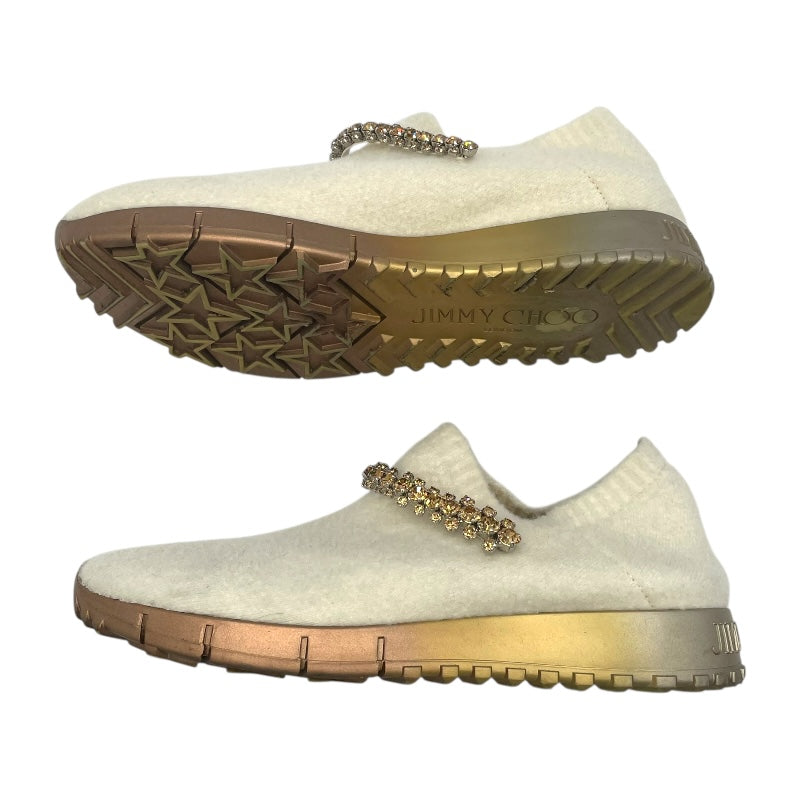 ジミーチュウ JIMMY CHOO ビジュー装飾ニットスリッポン ホワイト レディース スリッポン