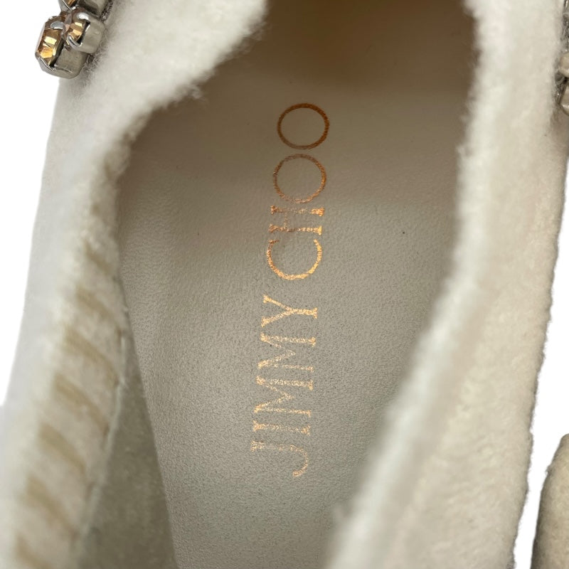 ジミーチュウ JIMMY CHOO ビジュー装飾ニットスリッポン ホワイト レディース スリッポン