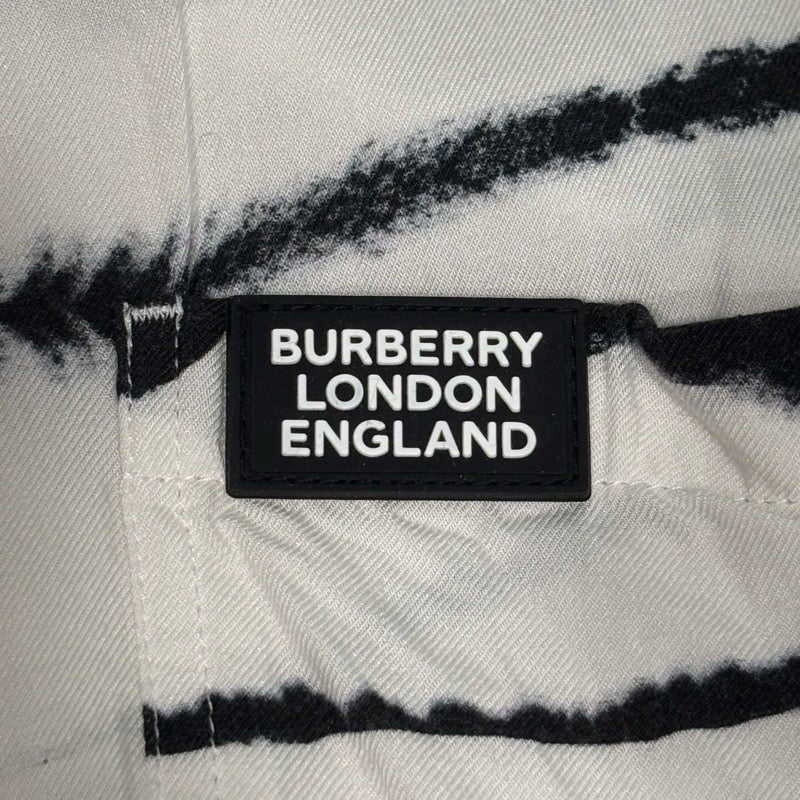 バーバリー BURBERRY ゼブラ柄レイヤード半袖シルクシャツ 4563035 ホワイト シルク メンズ 半袖シャツ