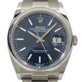 ロレックス ROLEX デイトジャスト36 ランダムシリアル 126200 ブライトブルー フルーテッドモチーフ オイスターブレス SS メンズ 腕時計