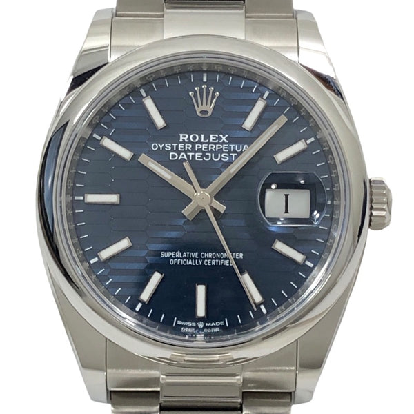 ロレックス ROLEX デイトジャスト36 ランダムシリアル 126200 ブライトブルー フルーテッドモチーフ オイスターブレス SS メンズ 腕時計