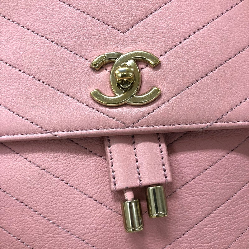 シャネル CHANEL Vステッチバッグパック AS0640 ピンク ゴールド金具 カーフ レディース リュック・デイパック
