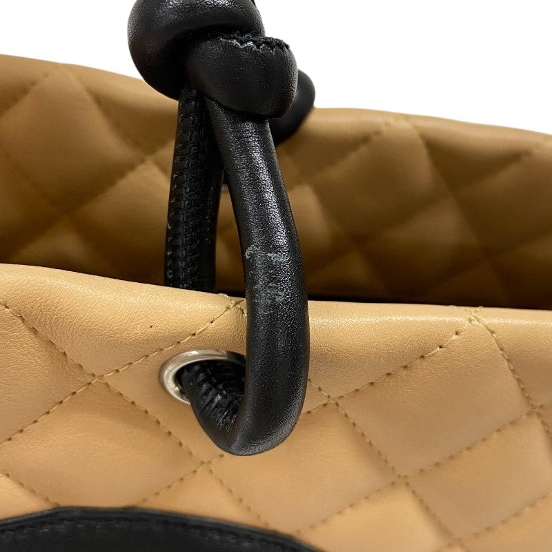 シャネル CHANEL カンボンライントートPM A25166 ベージュ×ブラック カーフ レディース ハンドバッグ
