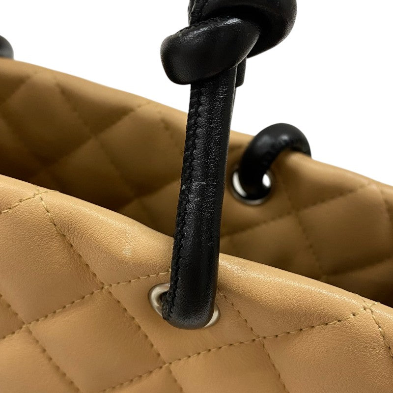 シャネル CHANEL カンボンライントートPM A25166 ベージュ×ブラック カーフ レディース ハンドバッグ