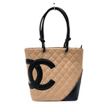 シャネル CHANEL カンボンライントートPM A25166 ベージュ×ブラック カーフ レディース ハンドバッグ