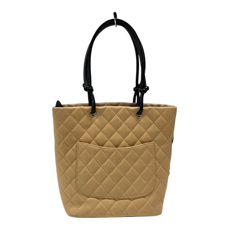 シャネル CHANEL カンボンライントートPM A25166 ベージュ×ブラック カーフ レディース ハンドバッグ