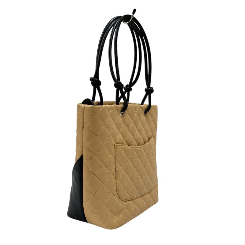 シャネル CHANEL カンボンライントートPM A25166 ベージュ×ブラック カーフ レディース ハンドバッグ