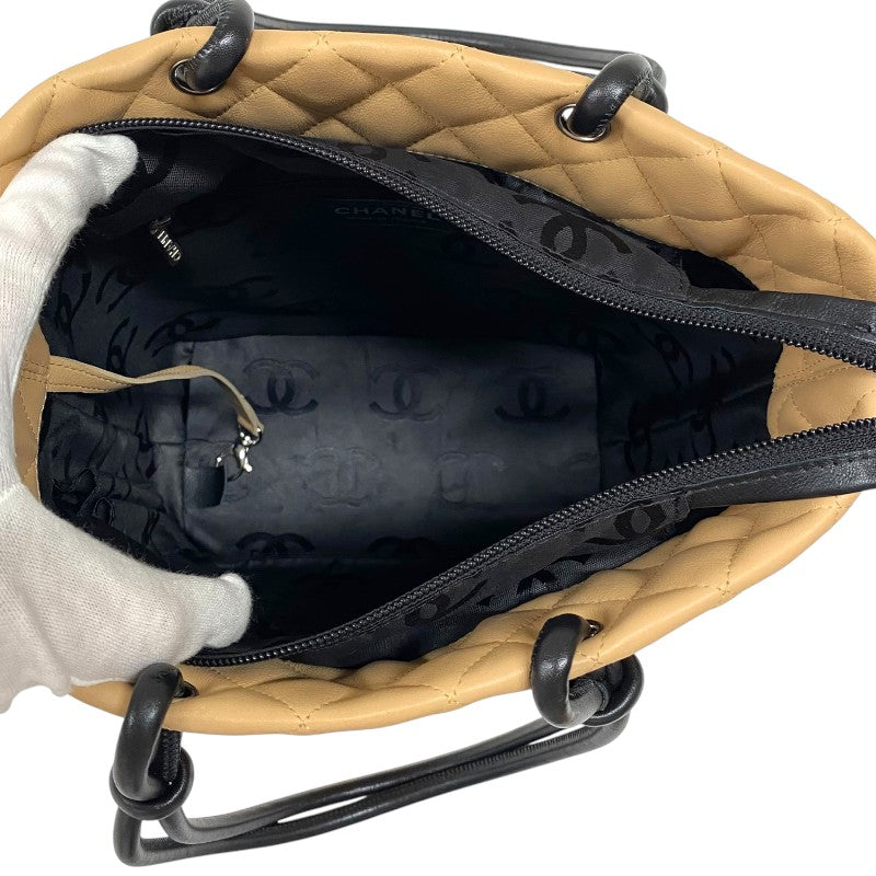 シャネル CHANEL カンボンライントートPM A25166 ベージュ×ブラック カーフ レディース ハンドバッグ