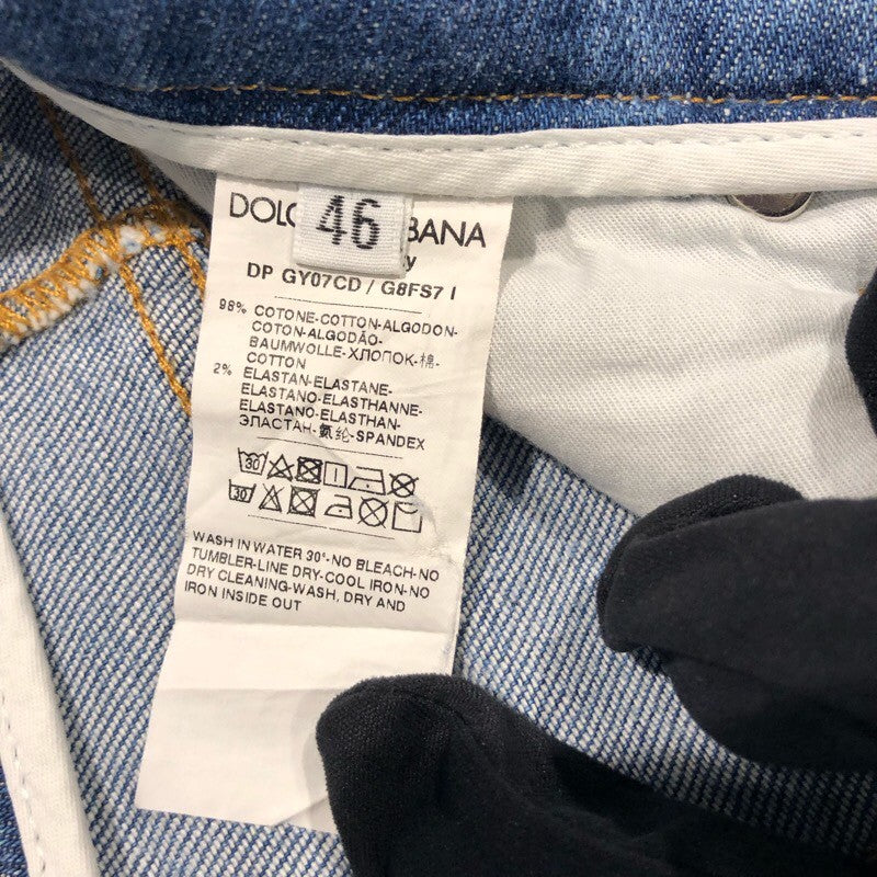 ドルチェ＆ガッバーナ Dolce & Gabbana ダメージデニムパンツ GY07CD ブルー コットン メンズ デニムパンツ