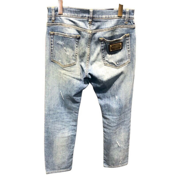 ドルチェ＆ガッバーナ Dolce & Gabbana ダメージデニムパンツ GY07CD ブルー コットン メンズ デニムパンツ
