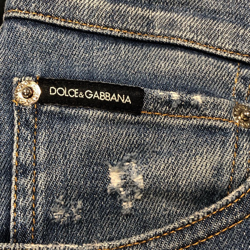ドルチェ＆ガッバーナ Dolce & Gabbana ダメージデニムパンツ GY07CD ブルー コットン メンズ デニムパンツ