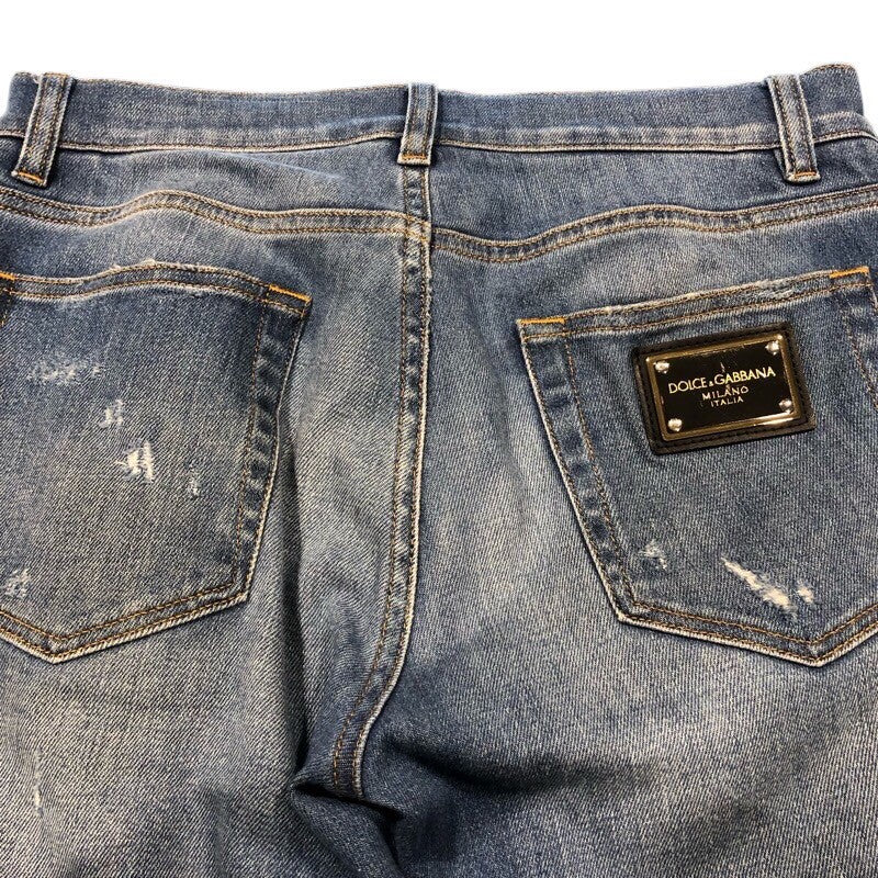 ドルチェ＆ガッバーナ Dolce & Gabbana ダメージデニムパンツ GY07CD ブルー コットン メンズ デニムパンツ