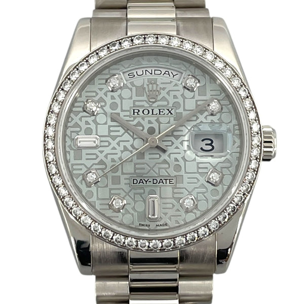 ロレックス ROLEX デイデイト36 ホリコン アイスブルー K番 118346A アイスブルー Pt950 自動巻き メンズ 腕時計