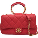 シャネル CHANEL マトラッセトップハンドルバッグ AS1358 29番台 レッド ゴールド金具 ラムスキン レディース ショルダーバッグ