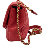 シャネル CHANEL マトラッセトップハンドルバッグ AS1358 29番台 レッド ゴールド金具 ラムスキン レディース ショルダーバッグ