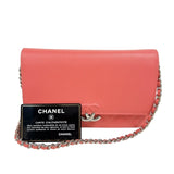 シャネル CHANEL マトラッセ チェーンウォレット A84428 ピンク シルバー金具 キャビア レディース ショルダーバッグ