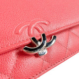 シャネル CHANEL マトラッセ チェーンウォレット A84428 ピンク シルバー金具 キャビア レディース ショルダーバッグ