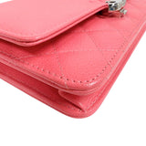 シャネル CHANEL マトラッセ チェーンウォレット A84428 ピンク シルバー金具 キャビア レディース ショルダーバッグ