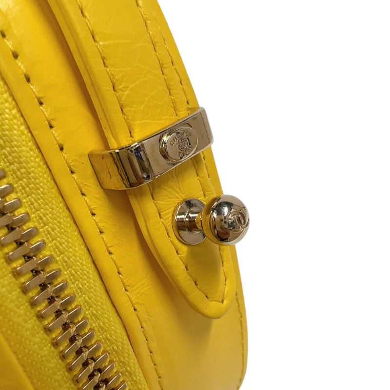 シャネル CHANEL クロスボディショルダーバック イエロー ゴールド金具
