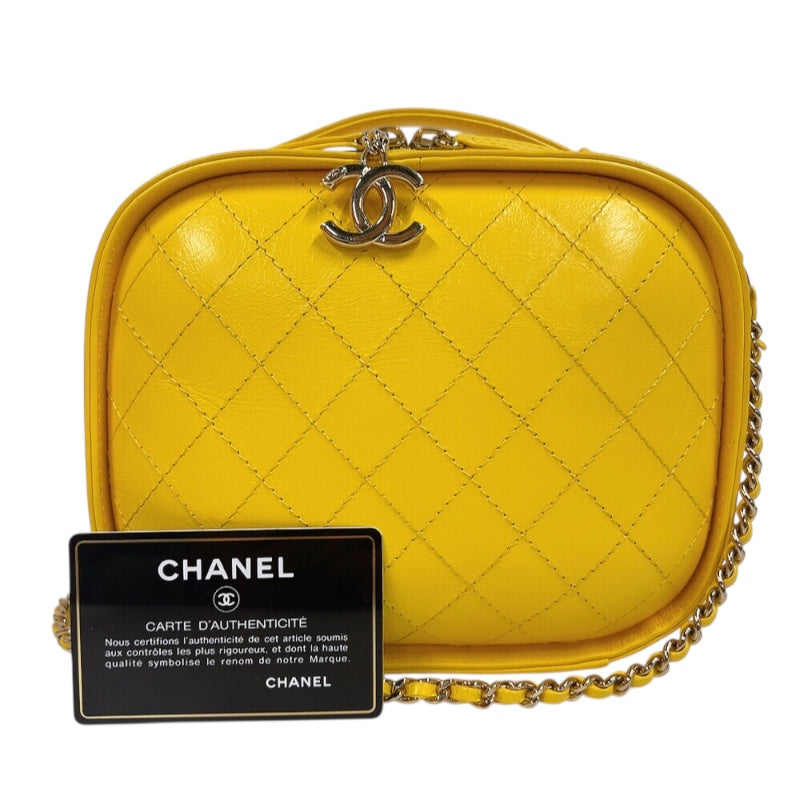 シャネル CHANEL クロスボディショルダーバック イエロー ゴールド金具