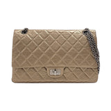 シャネル CHANEL 2.55 ラージフラップバッグ A37586 ゴールド シルバー金具 エイジドカーフ レディース ショルダーバッグ