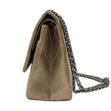 シャネル CHANEL 2.55 ラージフラップバッグ A37586 ゴールド シルバー金具 エイジドカーフ レディース ショルダーバッグ