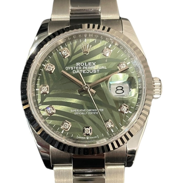ロレックス ROLEX デイトジャスト36 パームモチーフオリーブグリーン 126234G グリーン WG/SS メンズ 腕時計