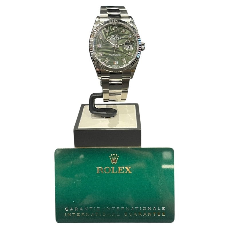 ロレックス ROLEX デイトジャスト36 パームモチーフオリーブグリーン 126234G グリーン WG/SS メンズ 腕時計